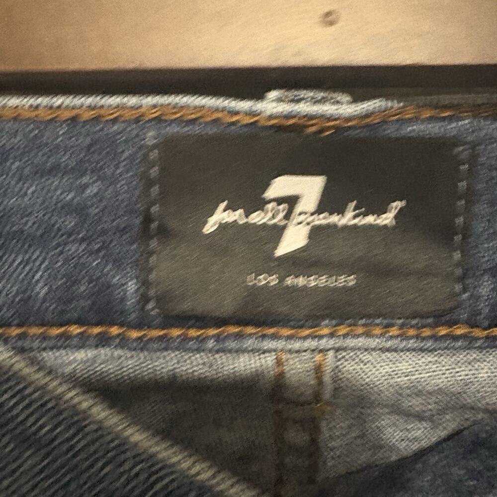 7 for All Mankind Straight Jeans Mens‎ 36 x 31 Blue Embroidered Whiskering - Picture 4 of 10